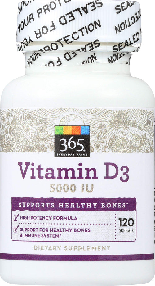 365 Everyday Value Vitamin D3 5000 IU 120 ct